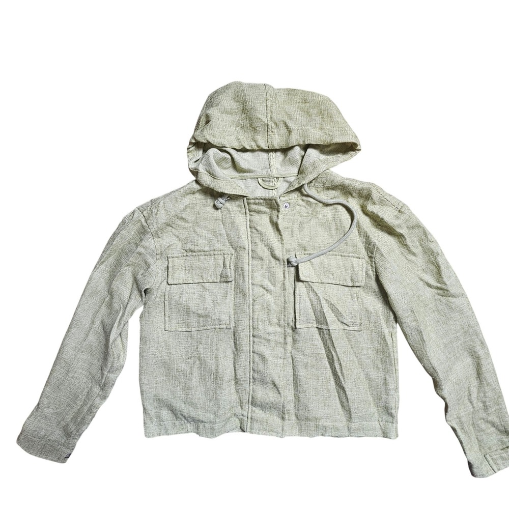 Avec Les Filles Artichoke Zip Up Hooded Utility Jacket Lightweight Sage